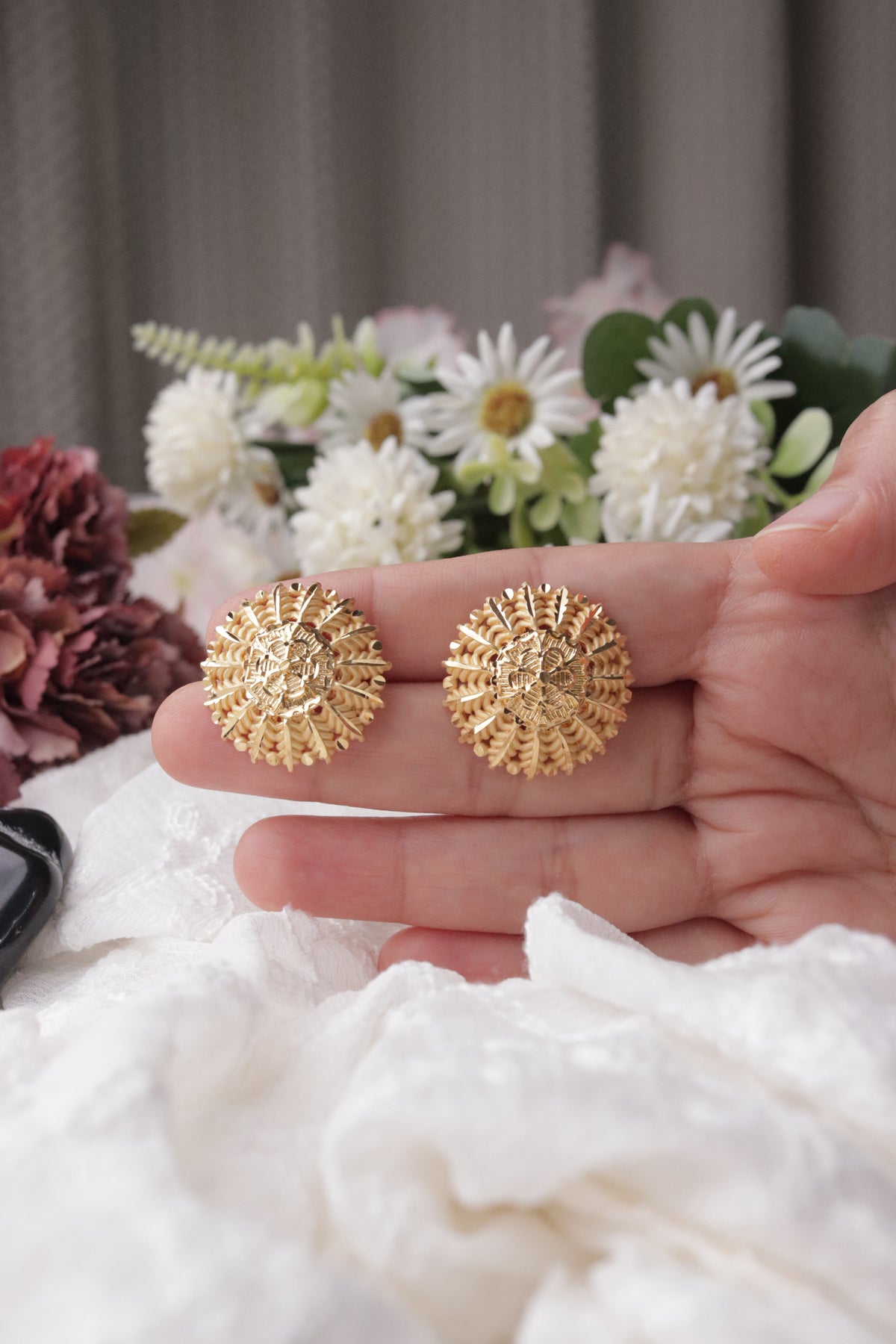 Gold Plated Stud Earrings - Big