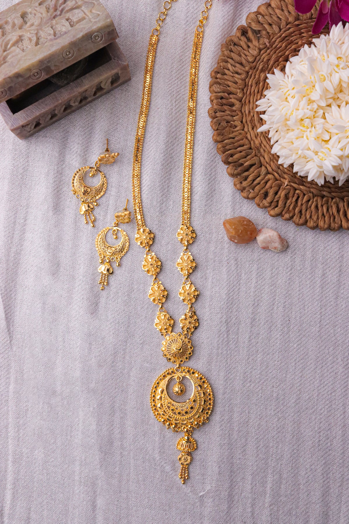 Gold Plated Modern Design Long Necklace